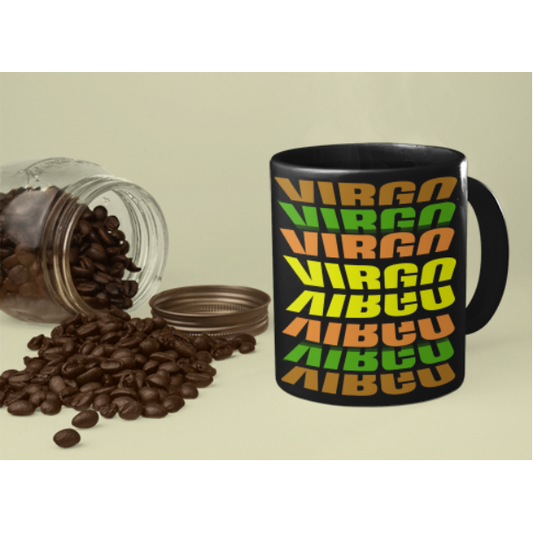 Virgo Zodiac Flip Character Black Mug