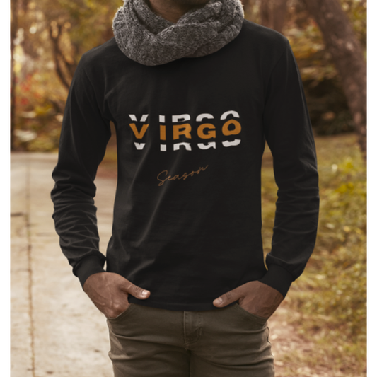 Virgo Zodiac Long Sleeve Black Sweater
